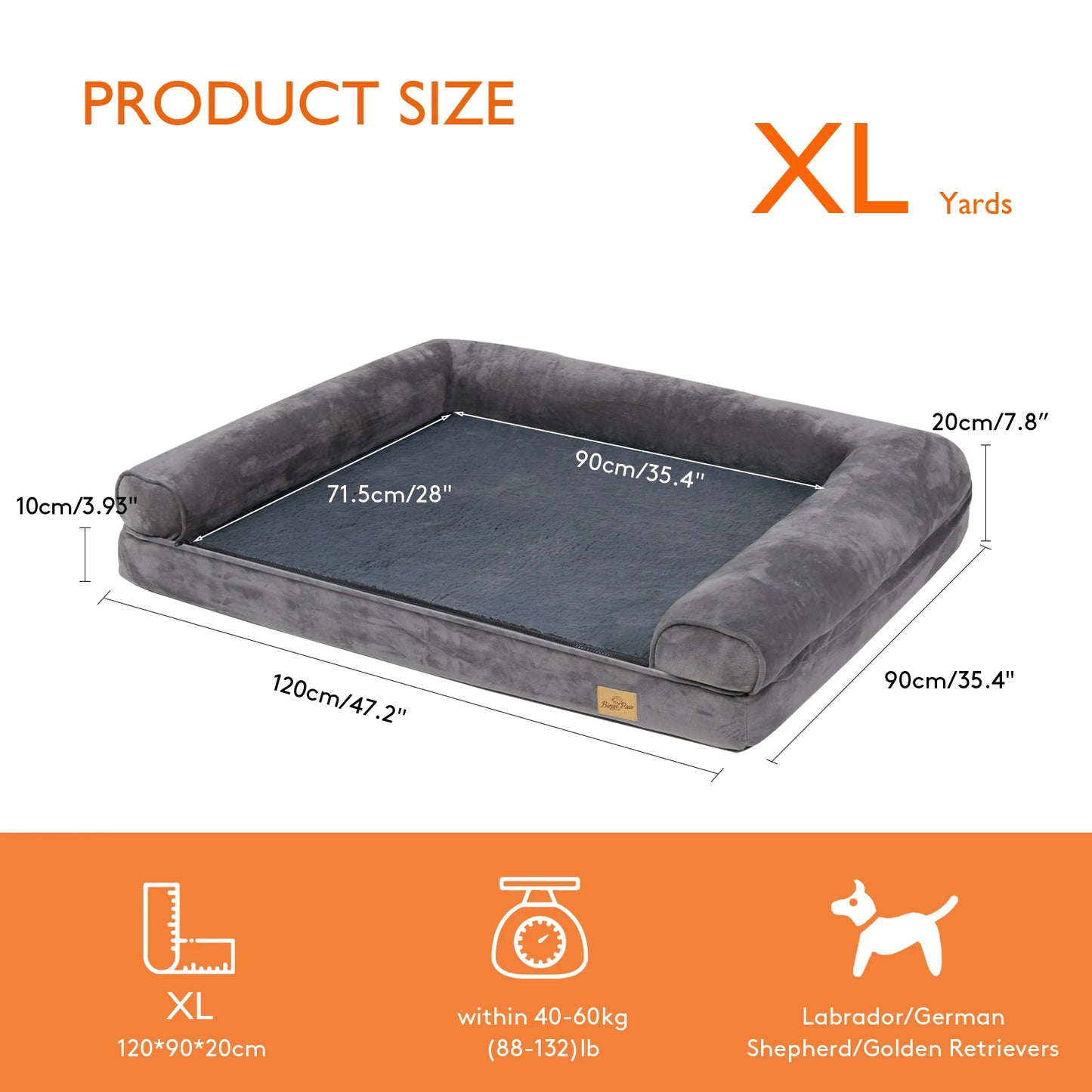 XL Orthopedic Pet Couch Removable Washable Cover