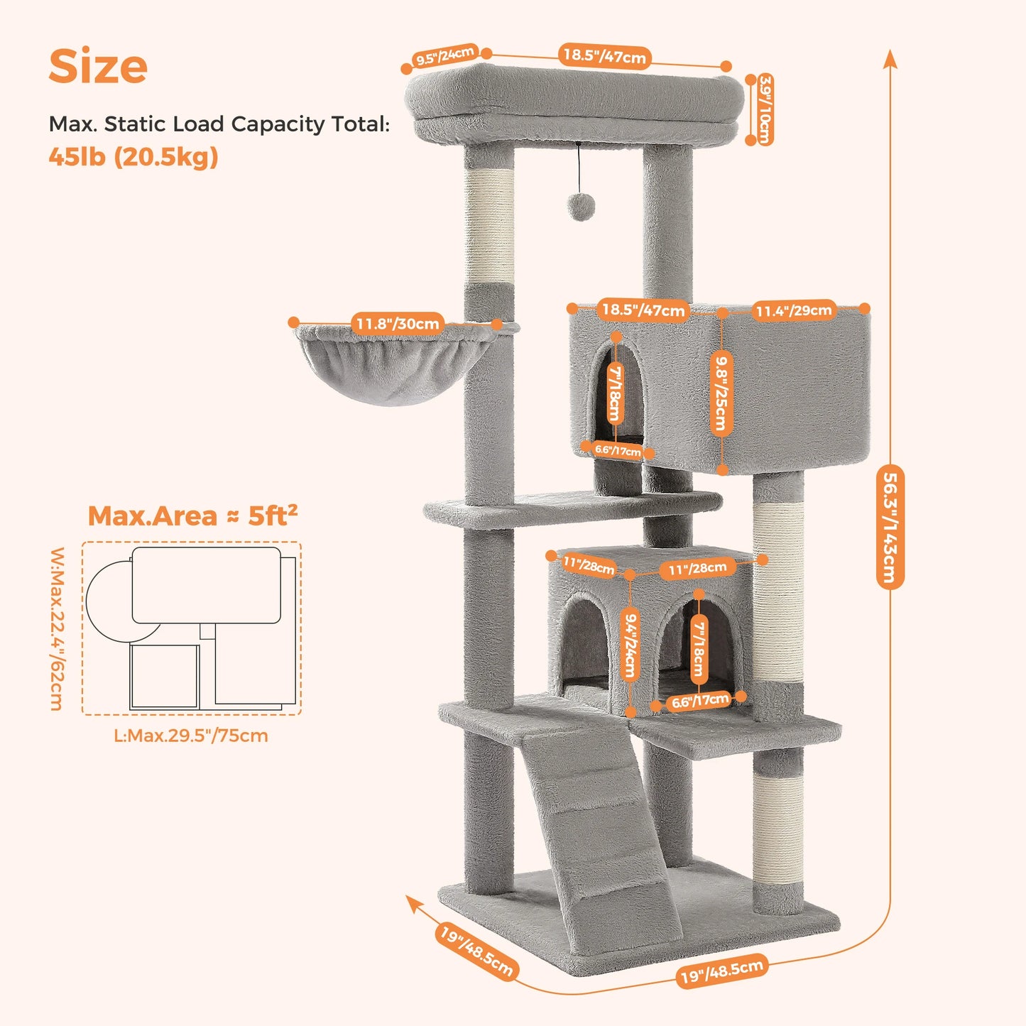 Cat Tree Condo Cozy Hammock Scratching Posts