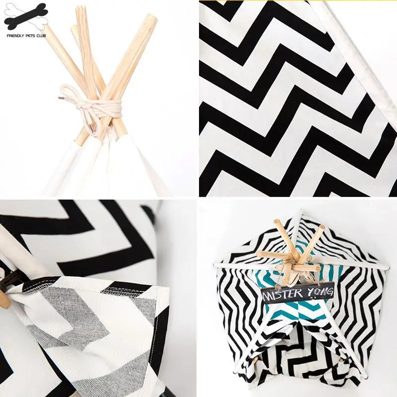 Portable Teepee Cat Bed With Thick Cushion