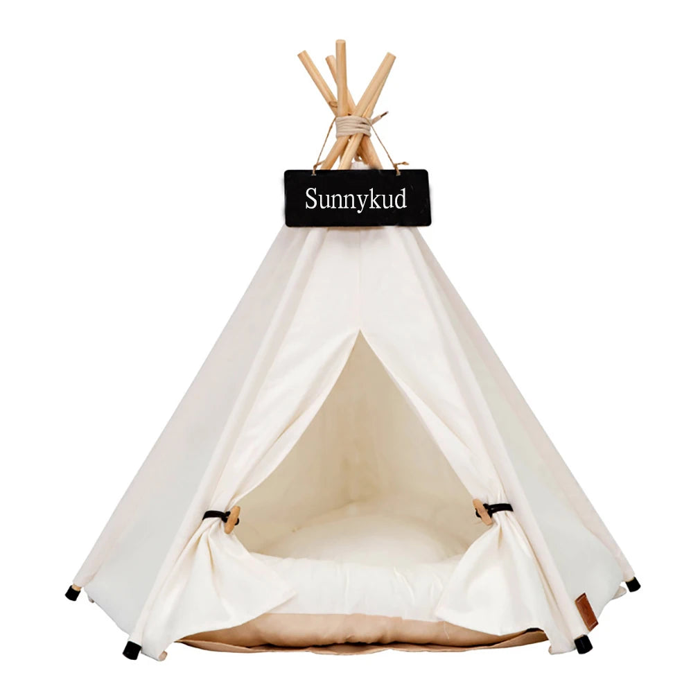 Portable Teepee Cat Bed With Thick Cushion