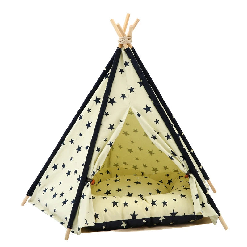 Portable Teepee Cat Bed With Thick Cushion