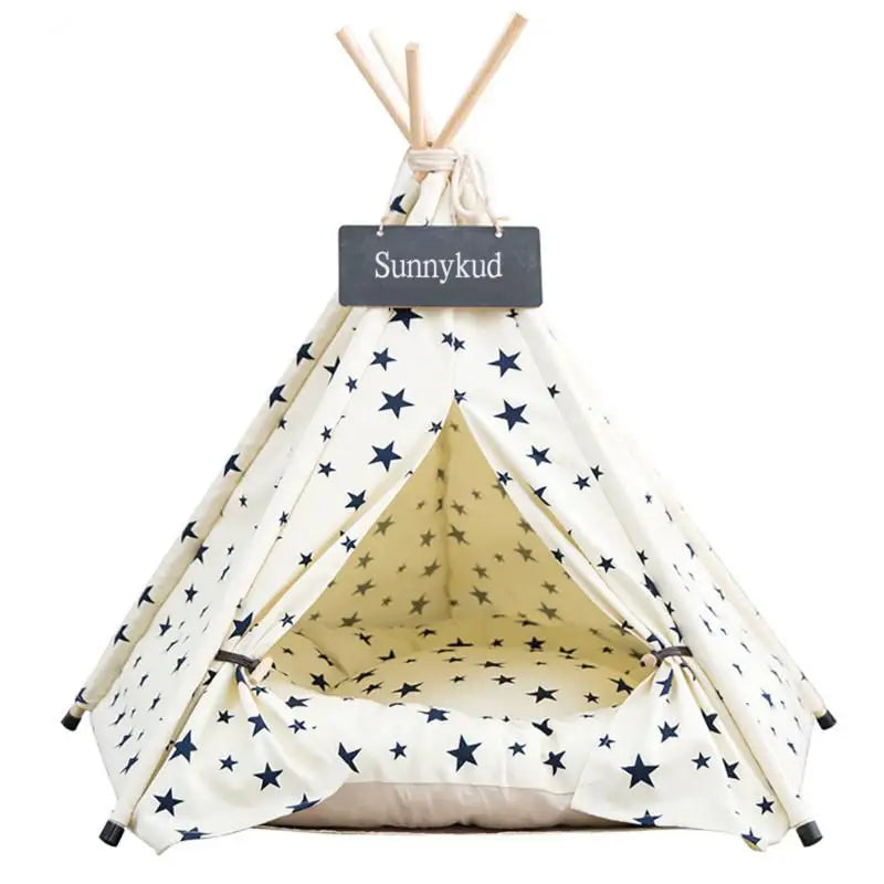 Portable Teepee Cat Bed With Thick Cushion