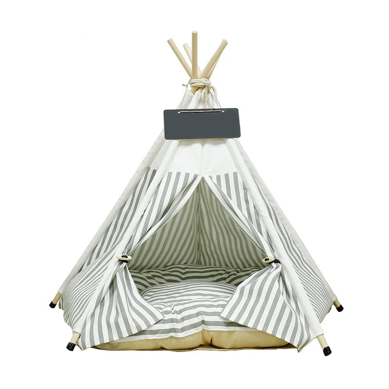 Portable Teepee Cat Bed With Thick Cushion