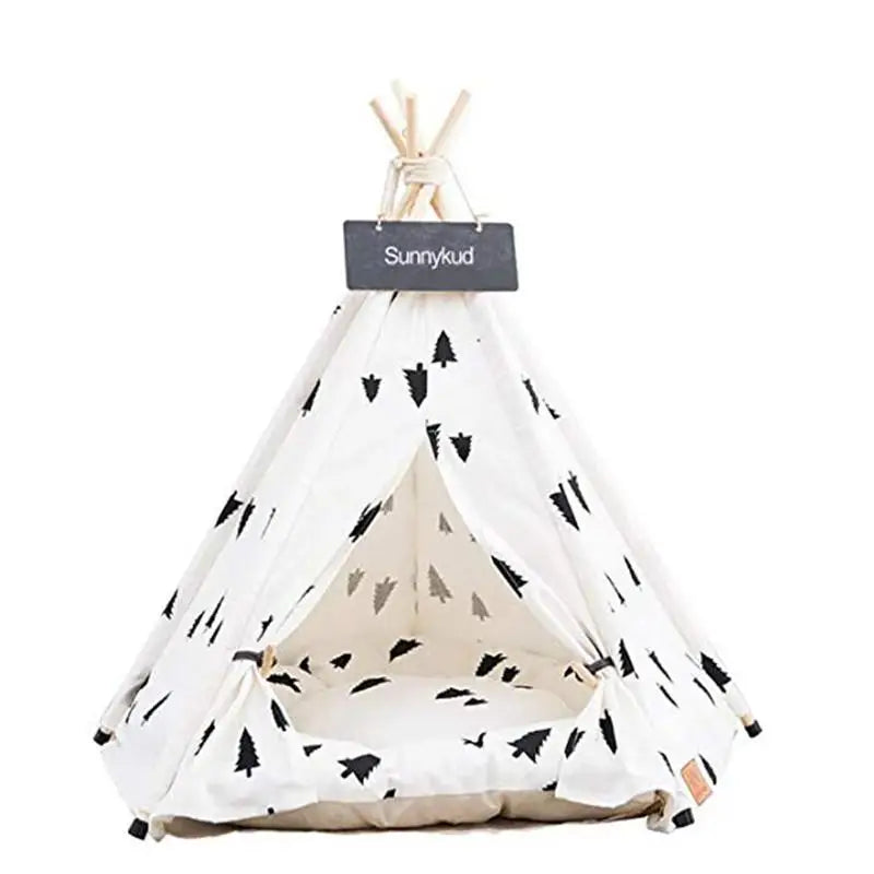 Portable Teepee Cat Bed With Thick Cushion