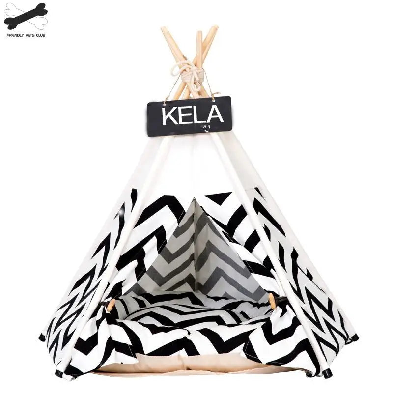 Portable Teepee Cat Bed With Thick Cushion