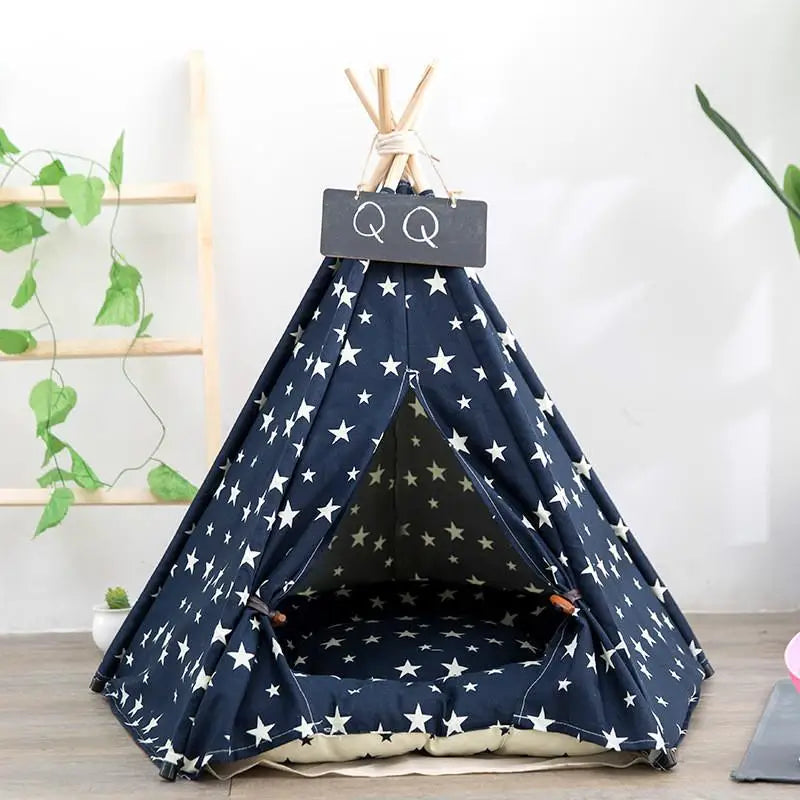 Portable Teepee Cat Bed With Thick Cushion