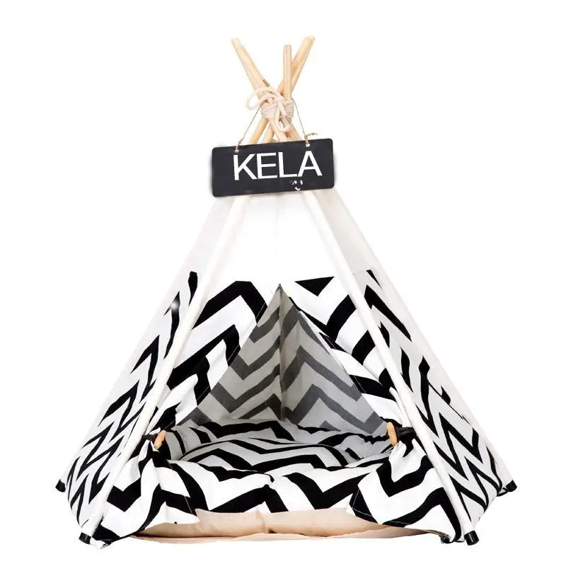 Portable Teepee Cat Bed With Thick Cushion