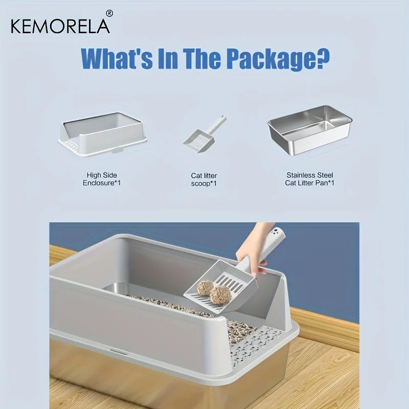 XL Stainless Steel Litter Box With Lid