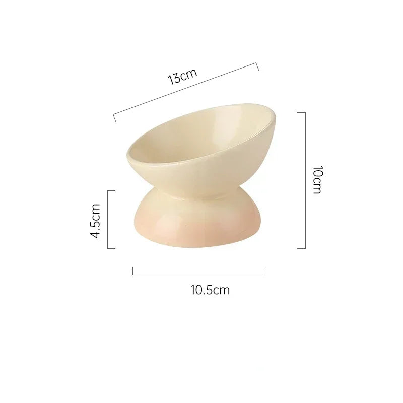 Raised Tilted Ceramic Pet Feeder Bowl