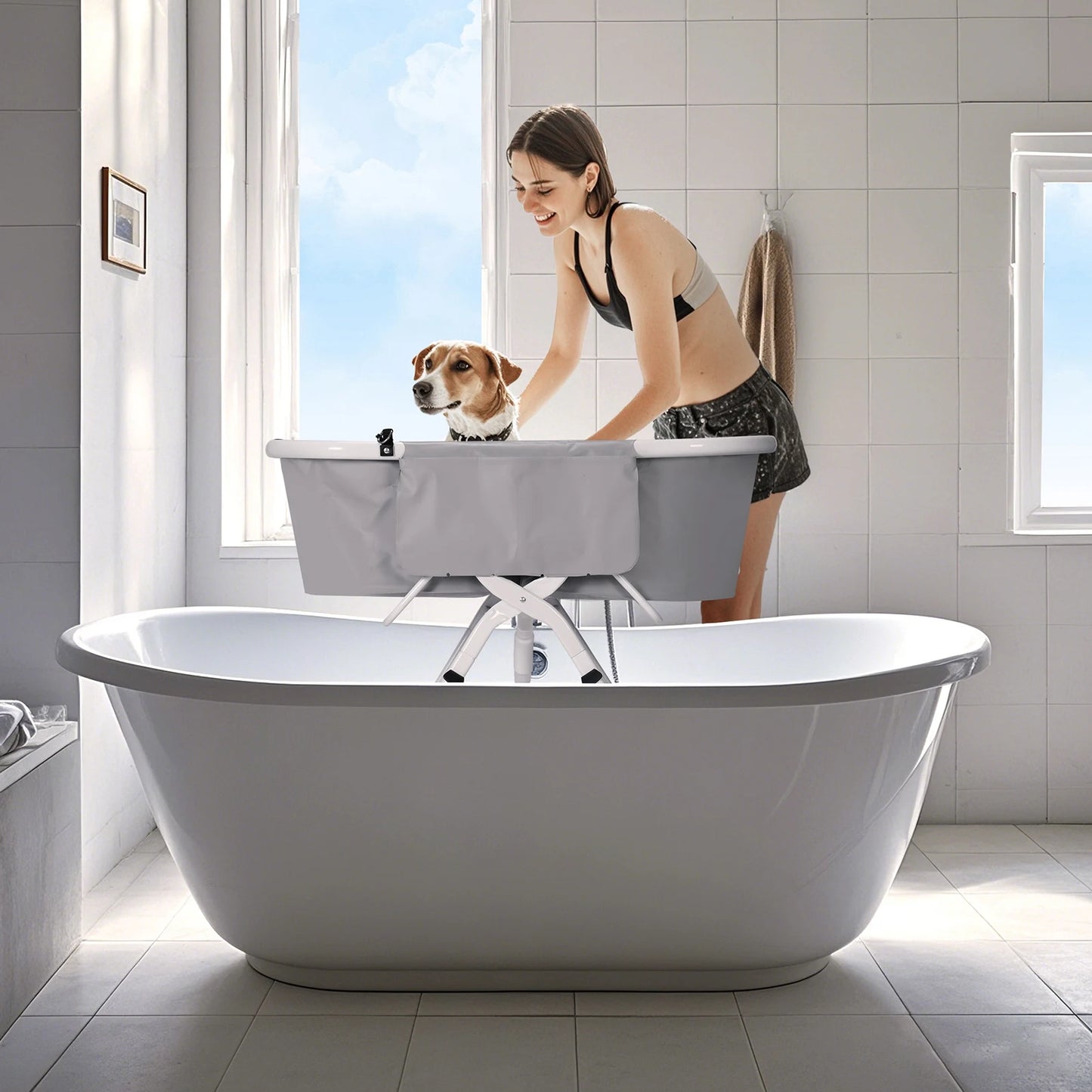Foldable Elevated Portable Pet Bathtub