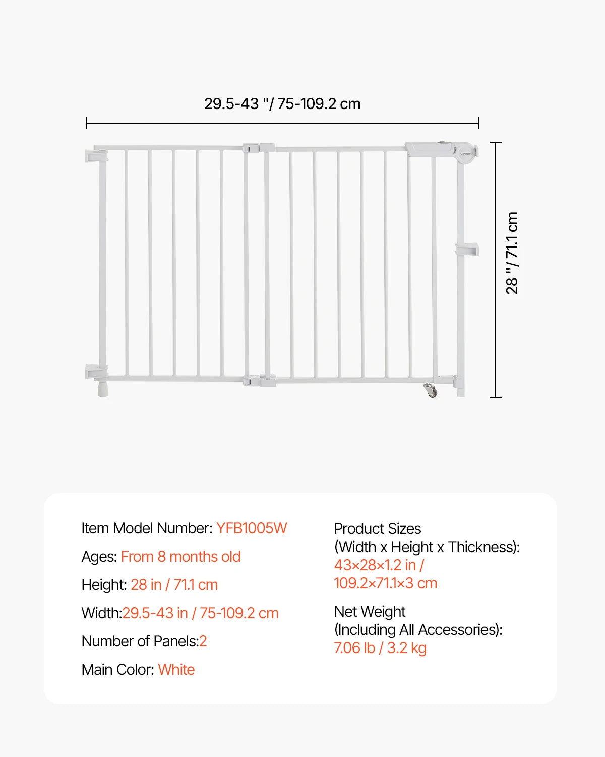 29.5-43 Inches Adjustable Dog Gate