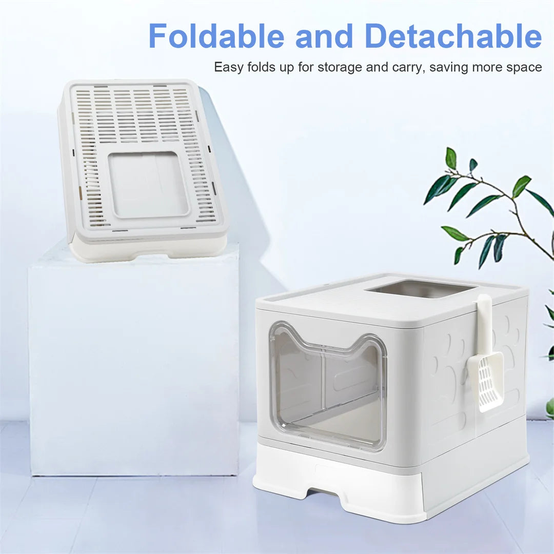 Flexible Litter Box With Portable Scoop Drawer