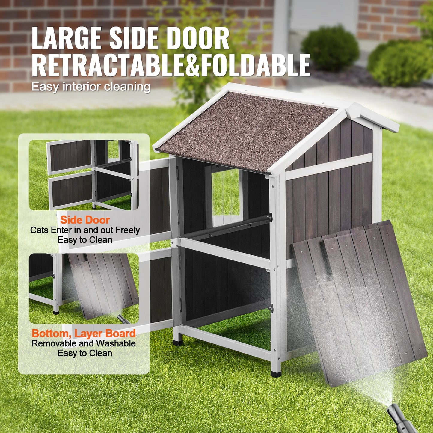 Outdoor Weatherproof Cat Shelter With Doors Window