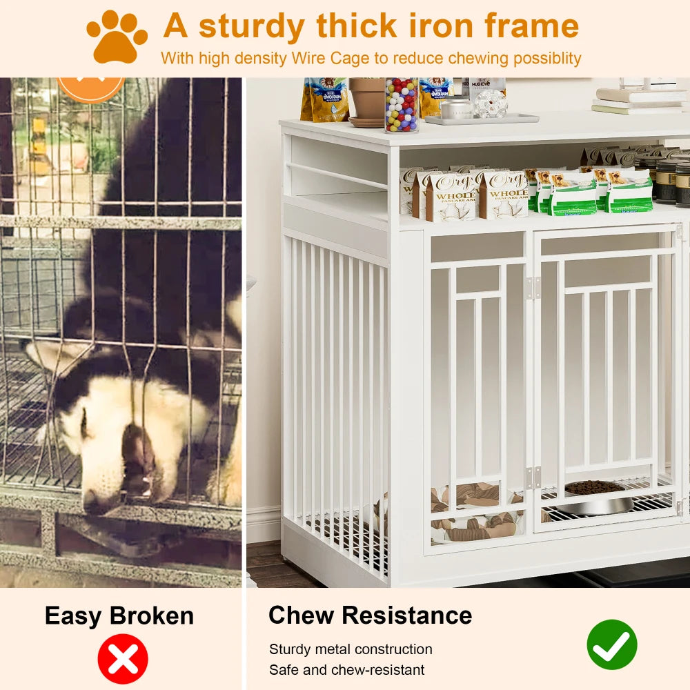 Wooden Double Door Dog Crate With Divider