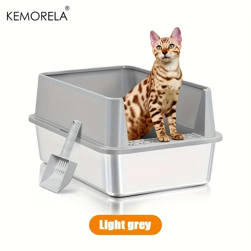 XL Stainless Steel Litter Box With Lid