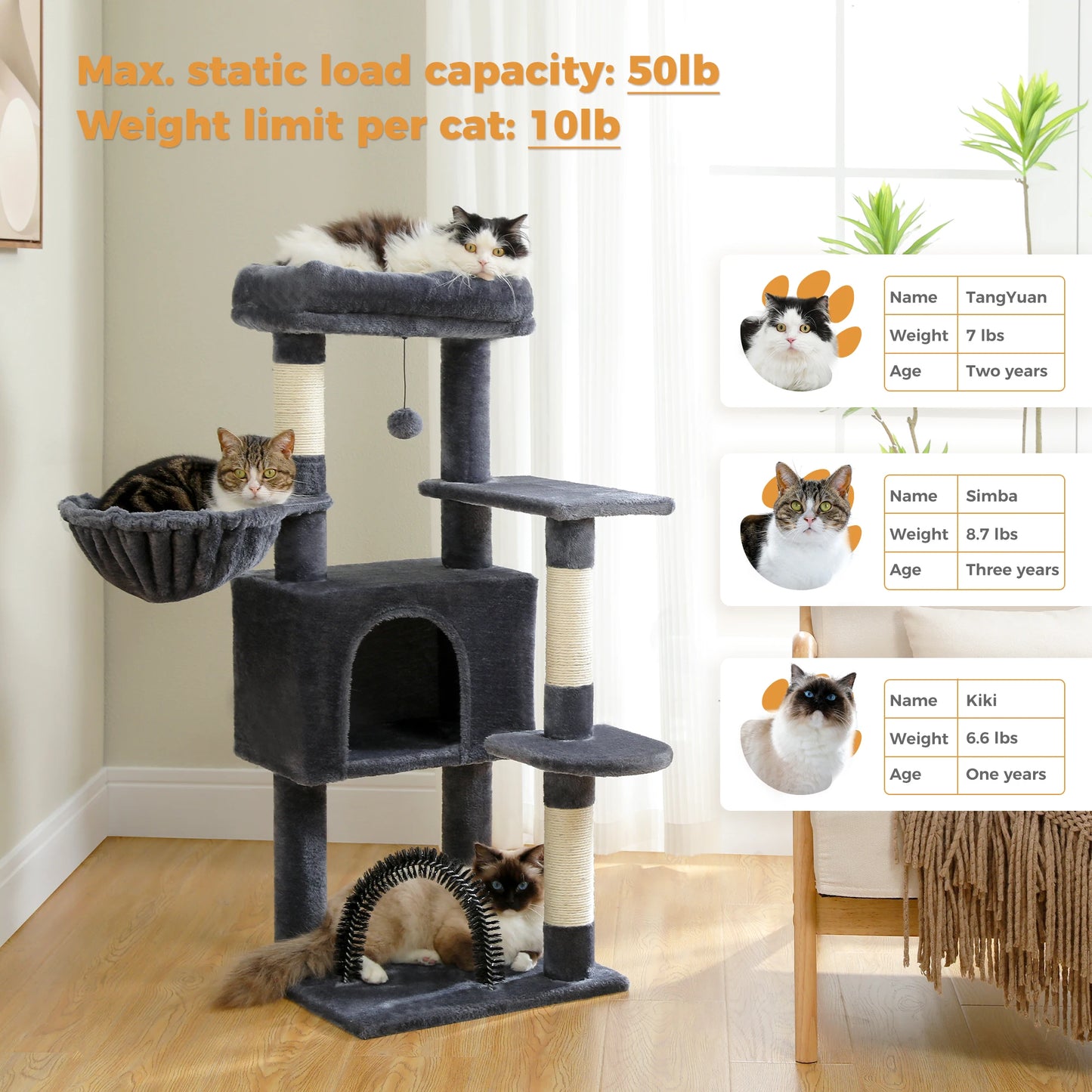 Cat Tree Condo Cozy Hammock Scratching Posts