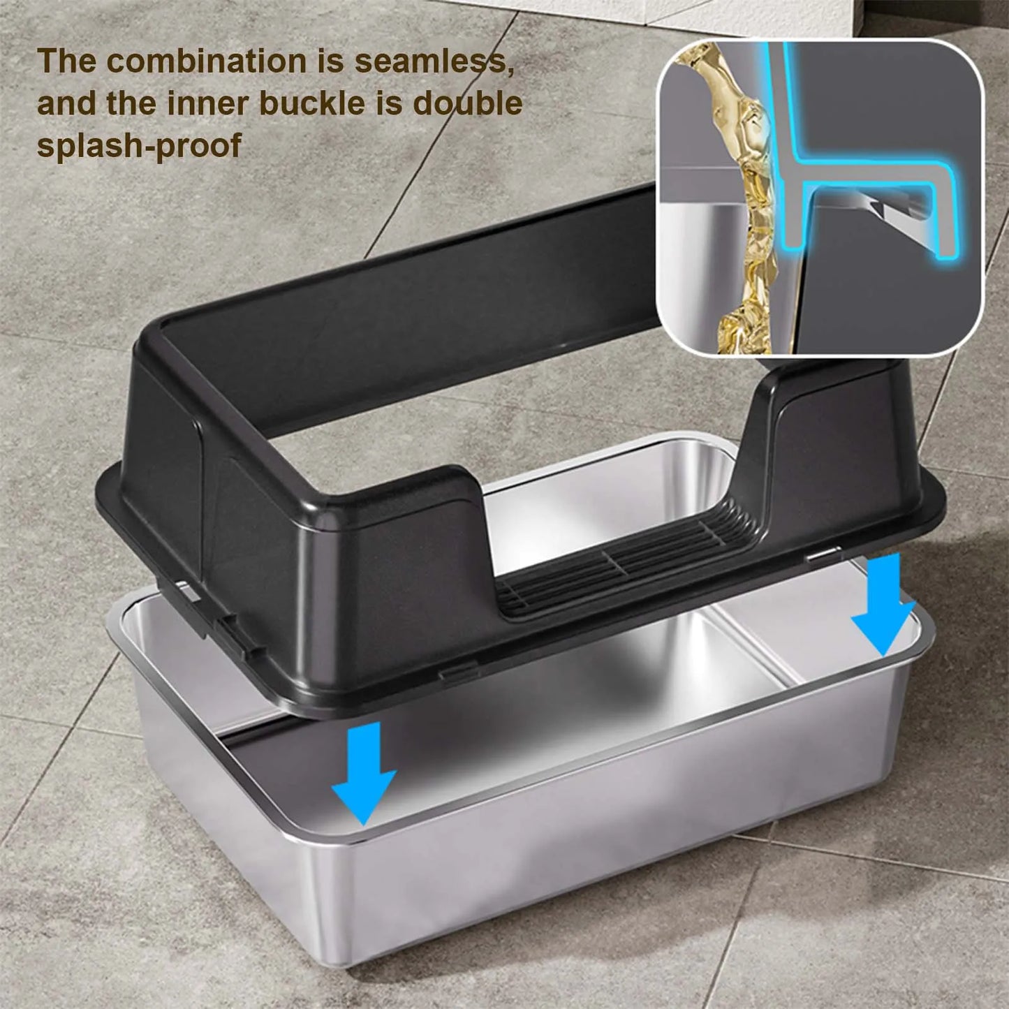 XL Stainless Steel Litter Box With Lid