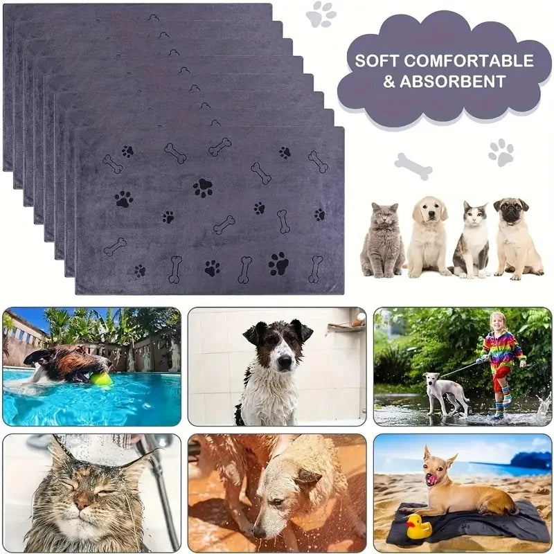 2pcs Soft Microfiber Dog Bath Towels