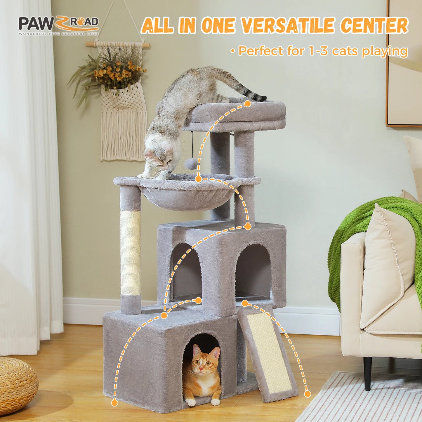 Multi-Level Cat Tower Sisal Scratching Pad