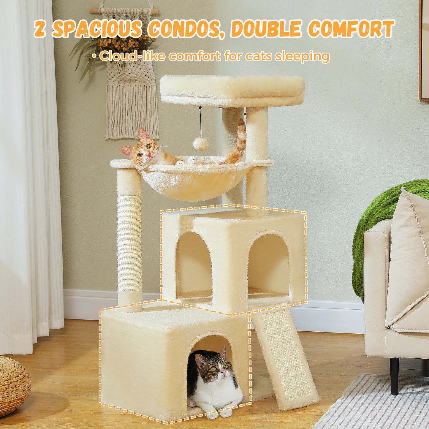 Multi-Level Cat Tower Sisal Scratching Pad