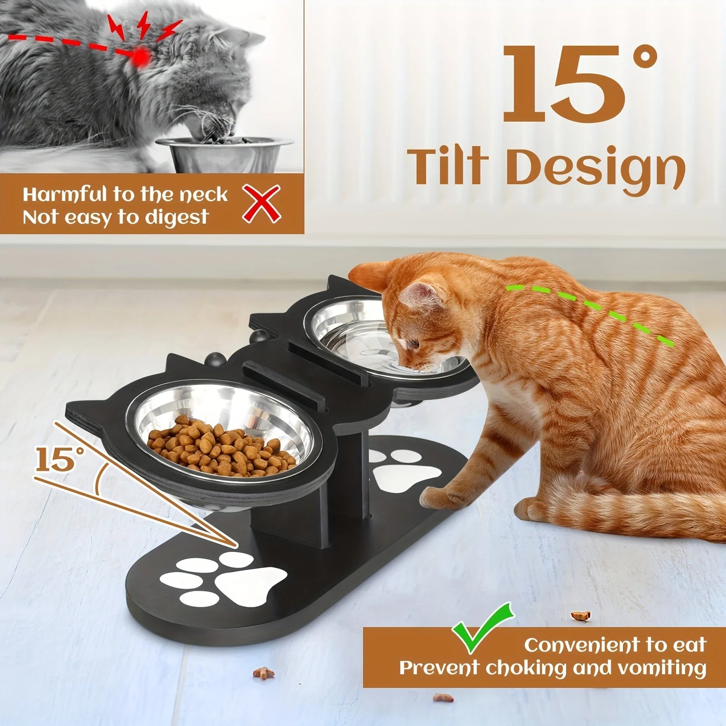15-Degree Tilt Raised Cat Bowls