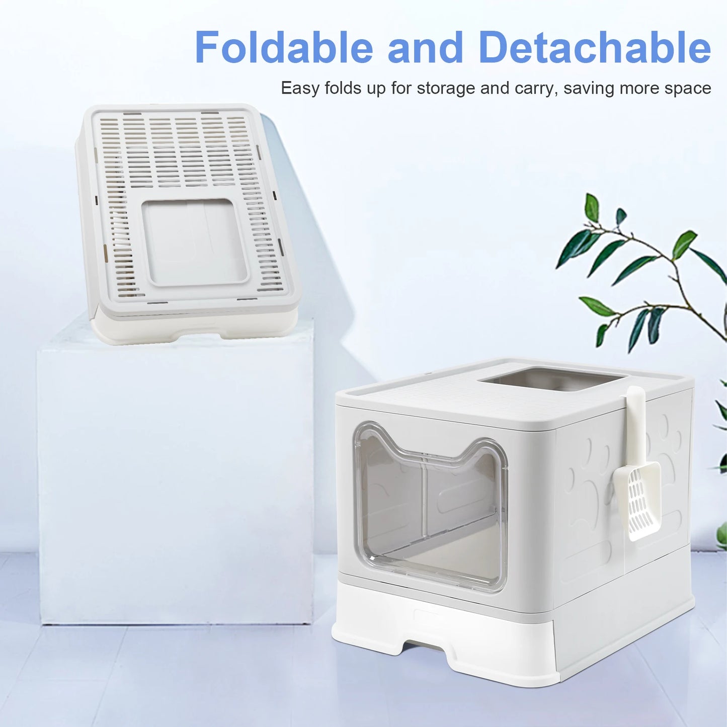 Foldable Litter Box Front Entry Top Exit