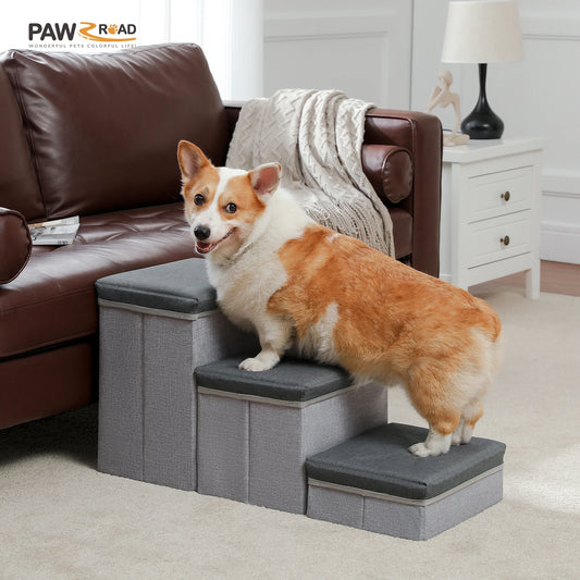 Foldable Adjustable Pet Stair With Storage Box
