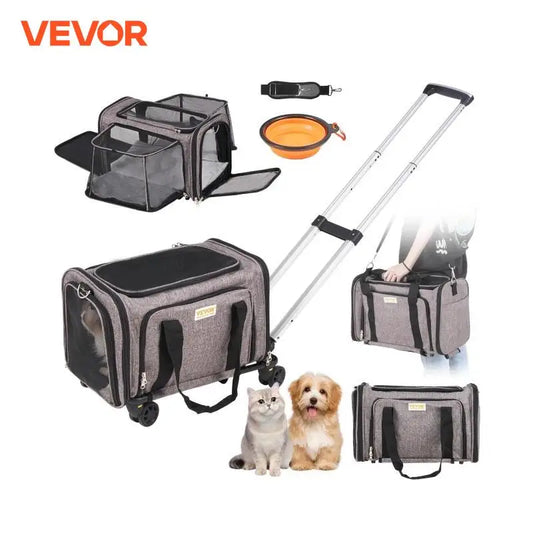 Breathable Pet Carry Backpack Wheels Shoulder Strap