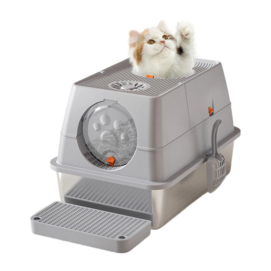 Stainless Steel Covered Litter Box Top Entry
