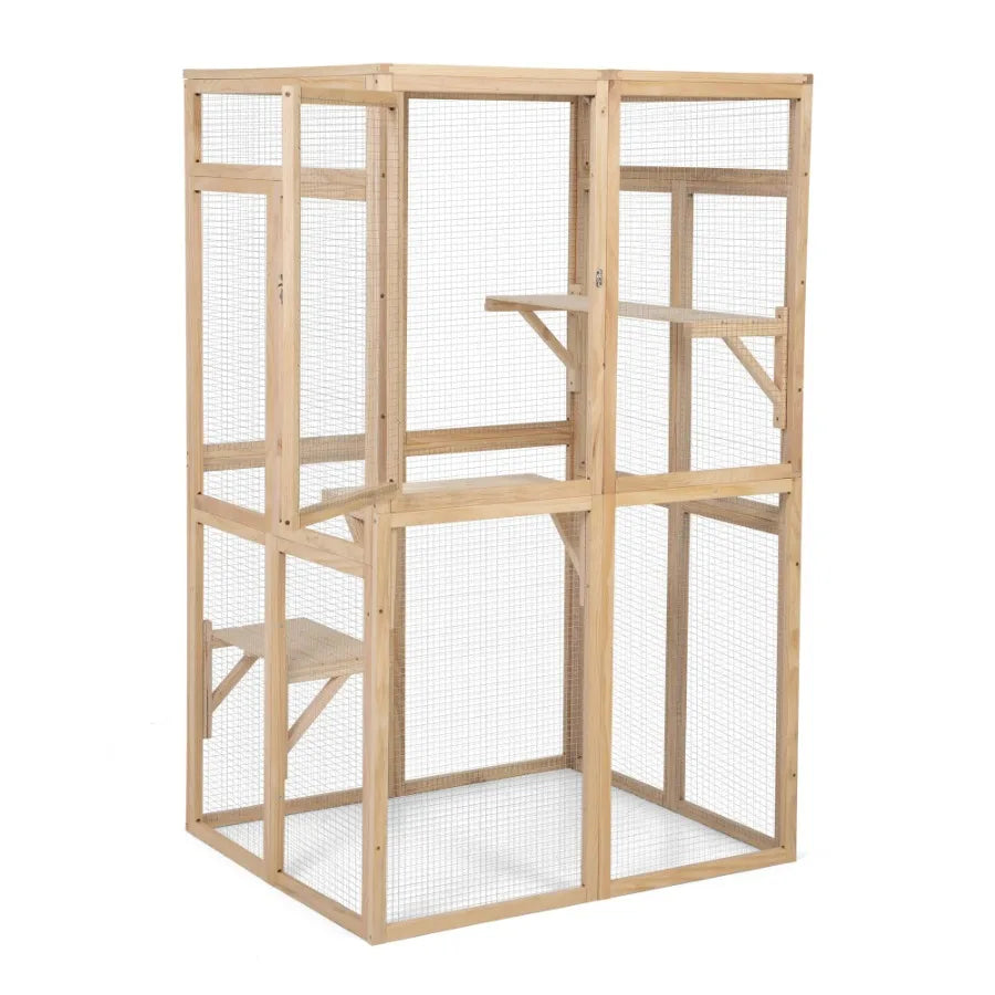 Wooden Cat Catio Outdoor Enclosure With Hammock