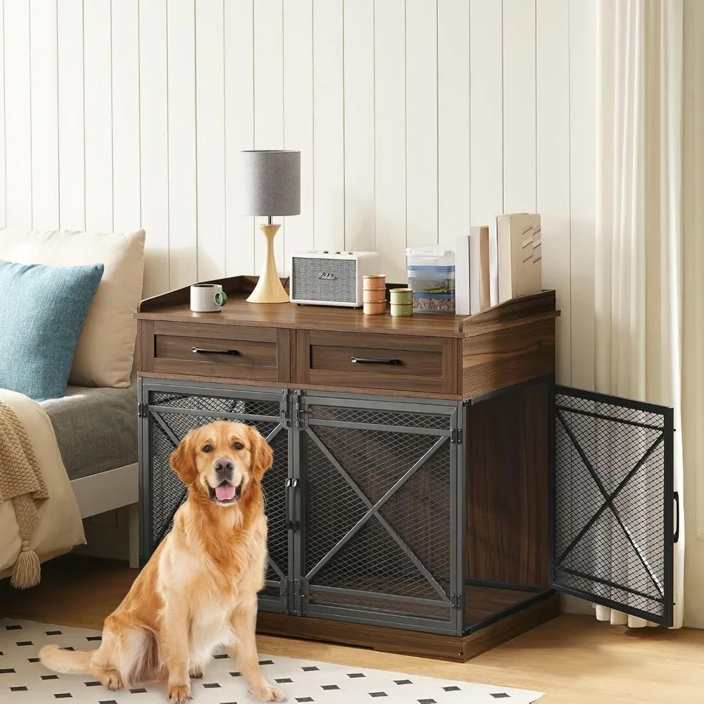 Heavy Duty Dog Crate With Drawers