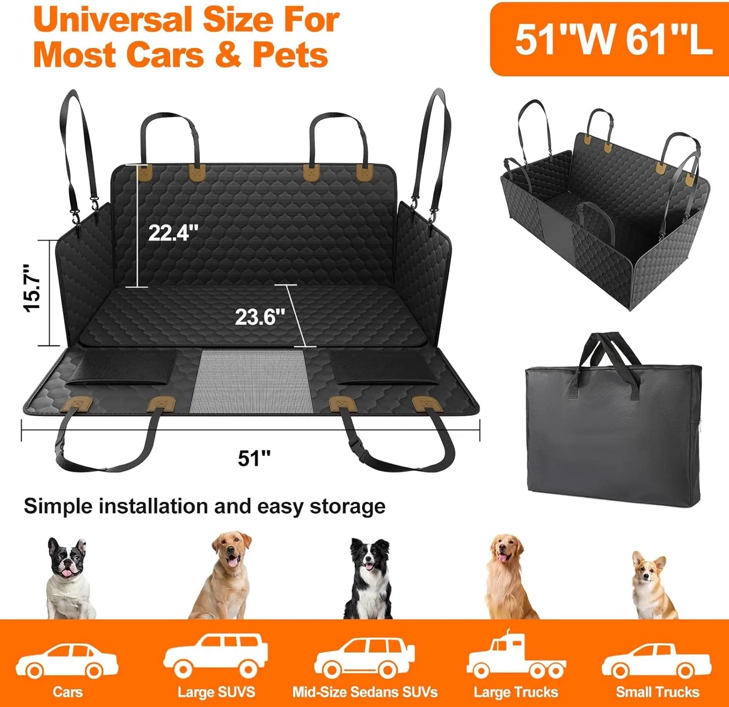 Waterproof Foldable Dog Car Seat Protector