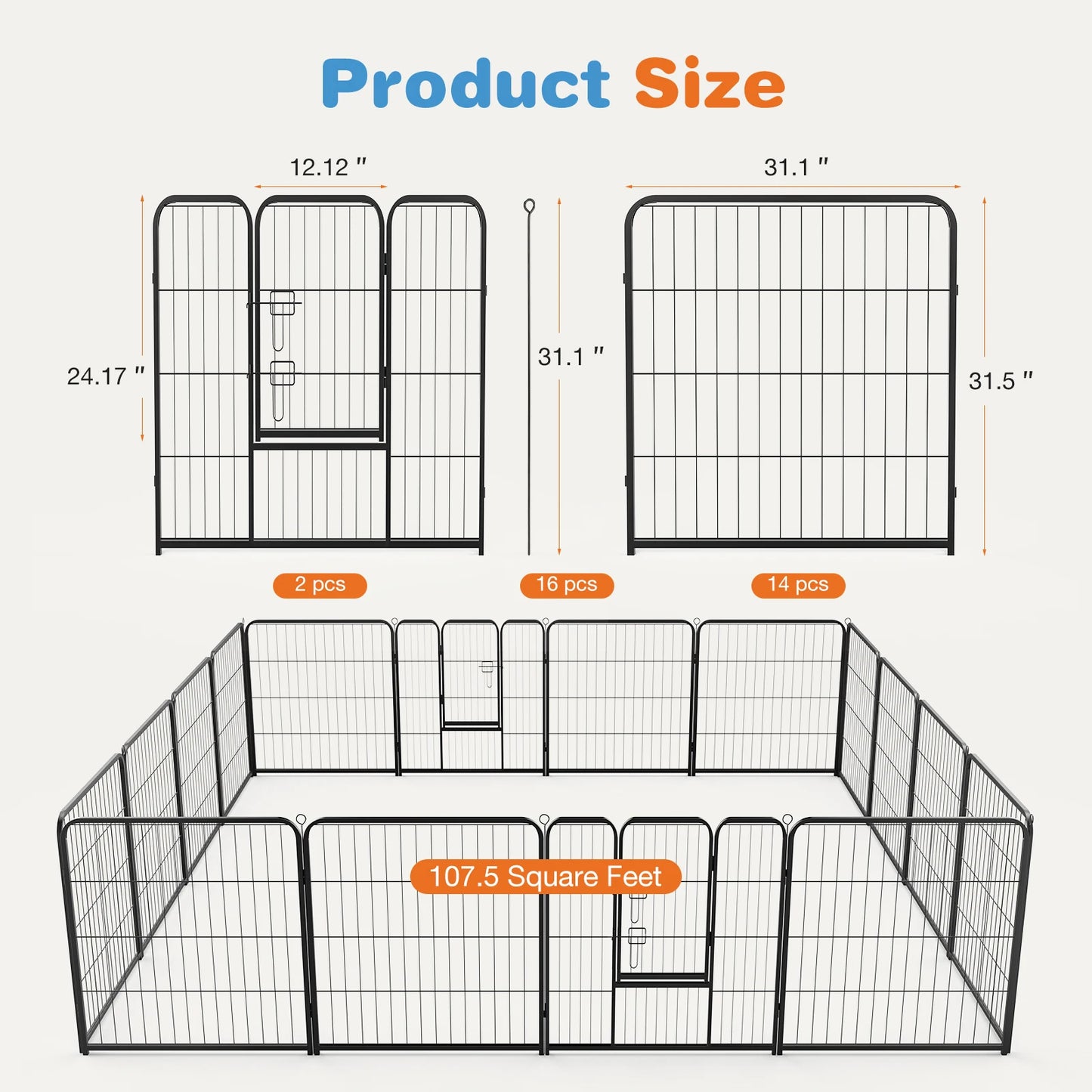 16 Panel Dog Playpen Indoor Outdoor
