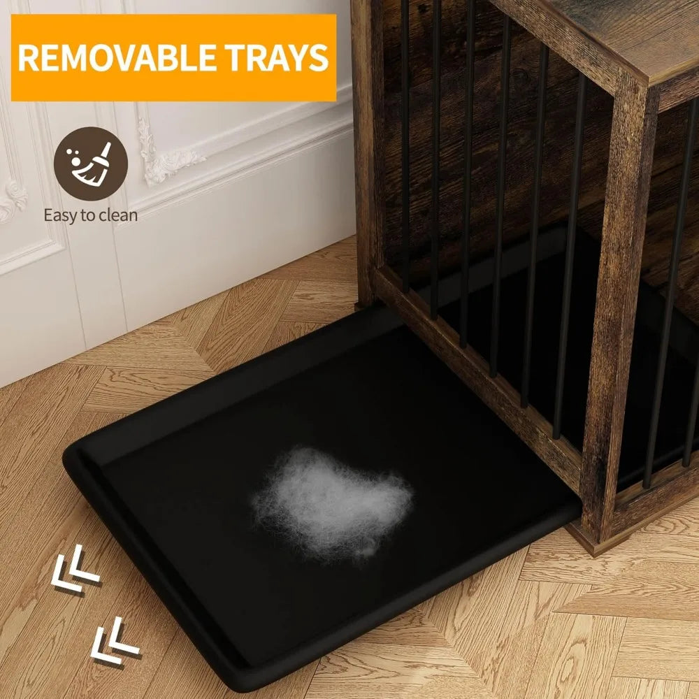 70" Wooden Dog Kennel With Removable Divider