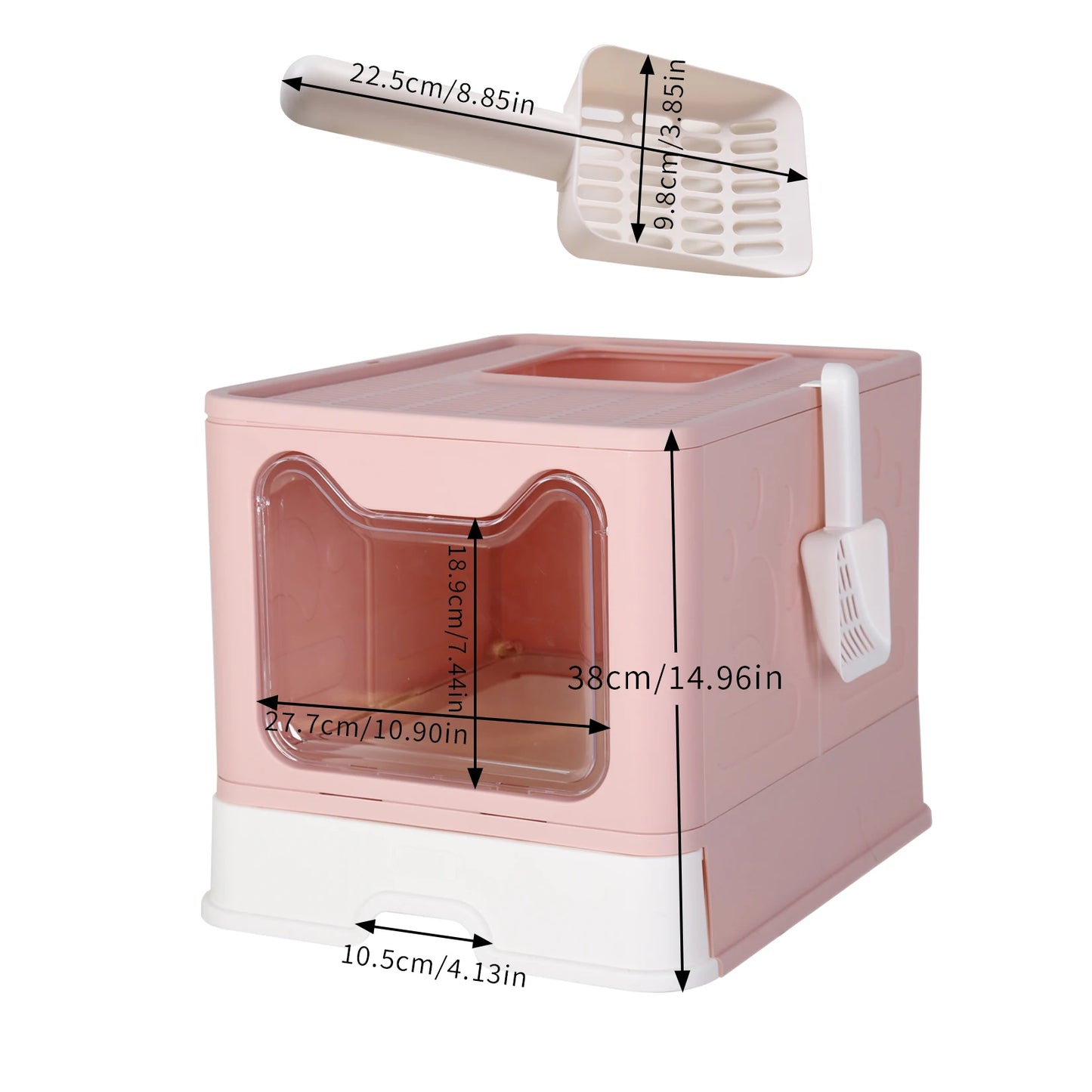 Flexible Litter Box With Portable Scoop Drawer