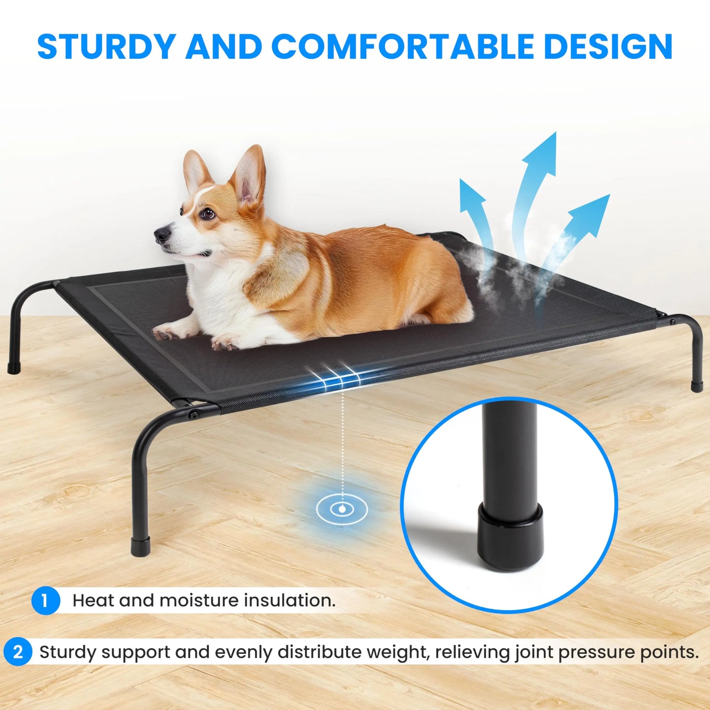 Cooling Elevated Dog Bed No-Slip Feet