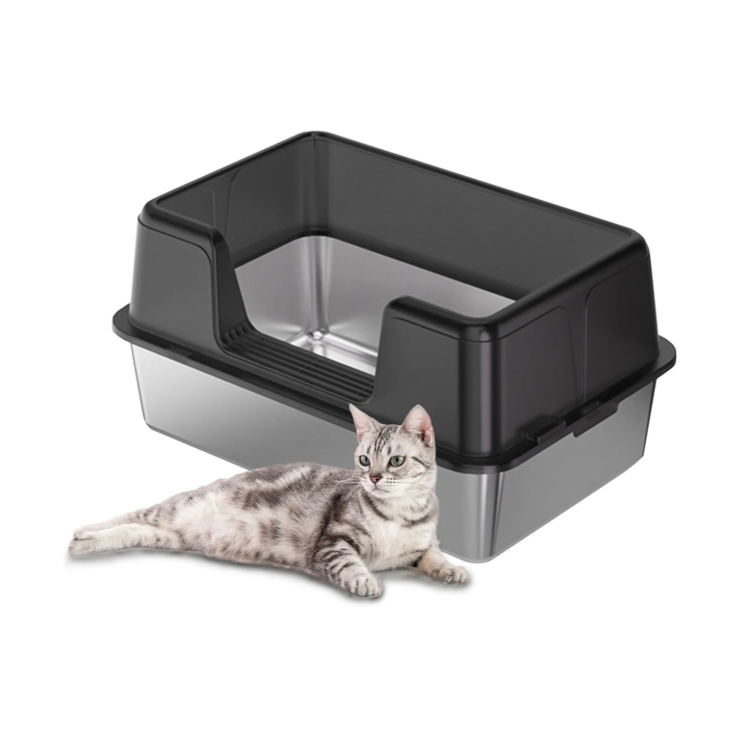 XL Stainless Steel Litter Box With Lid