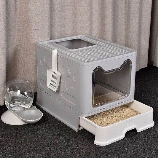 Foldable Litter Box Front Entry Top Exit
