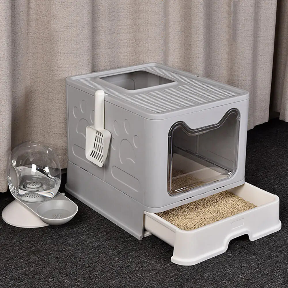 Foldable Litter Box Front Entry Top Exit