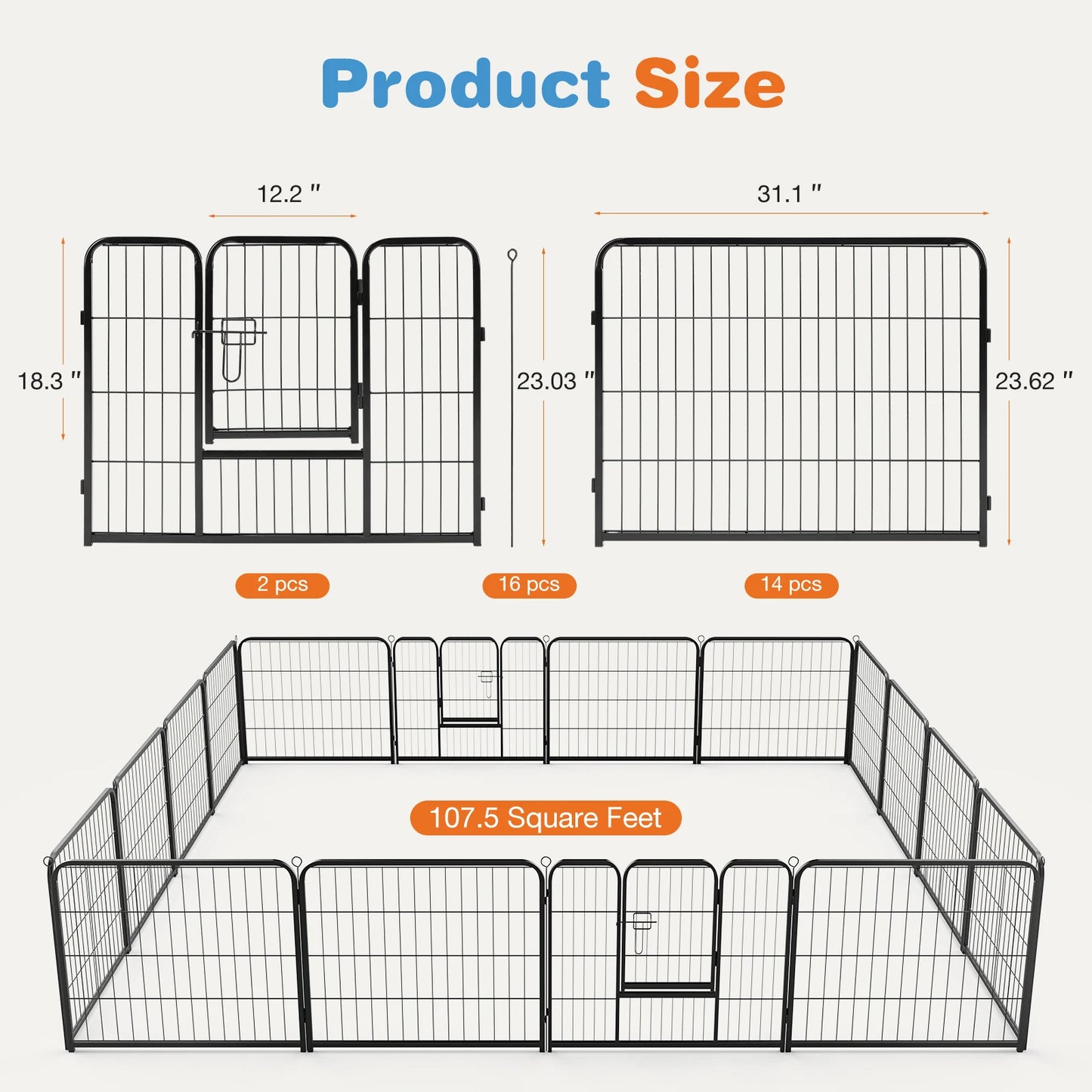 16 Panel Dog Playpen Indoor Outdoor