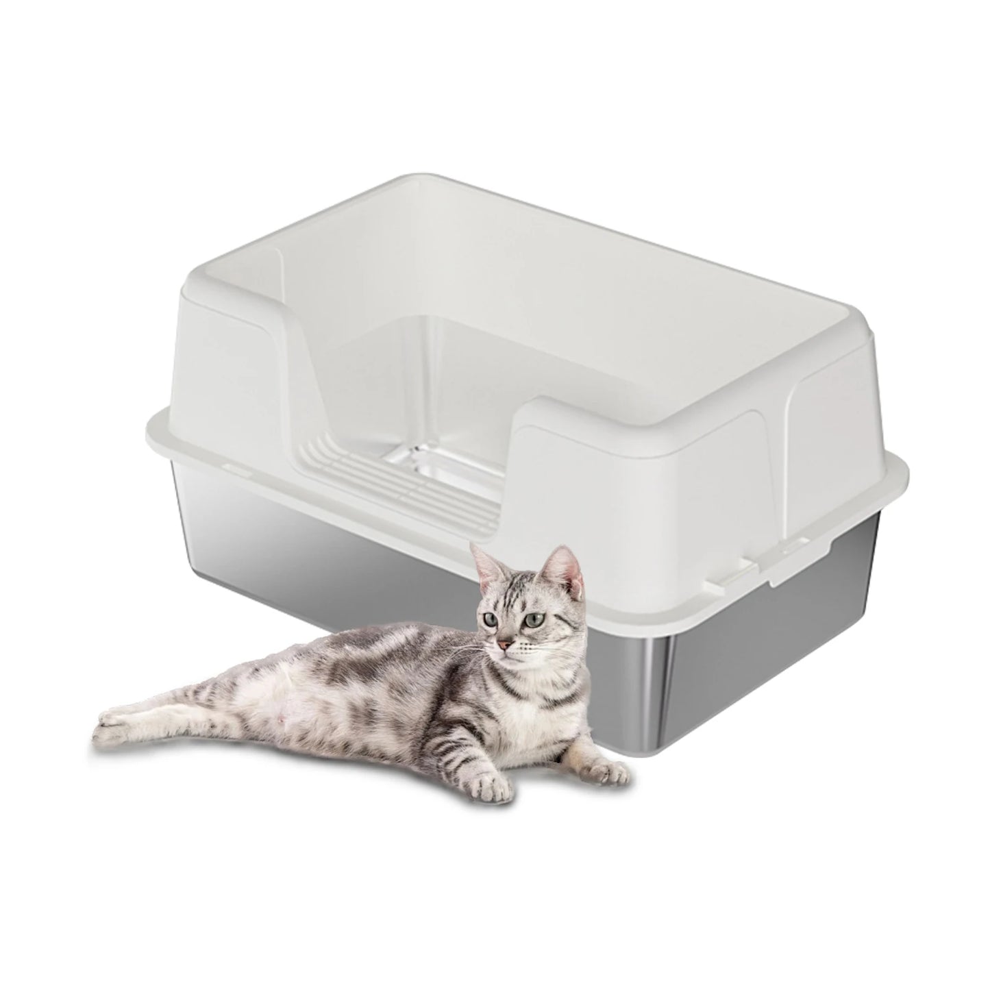 XL Stainless Steel Litter Box With Lid