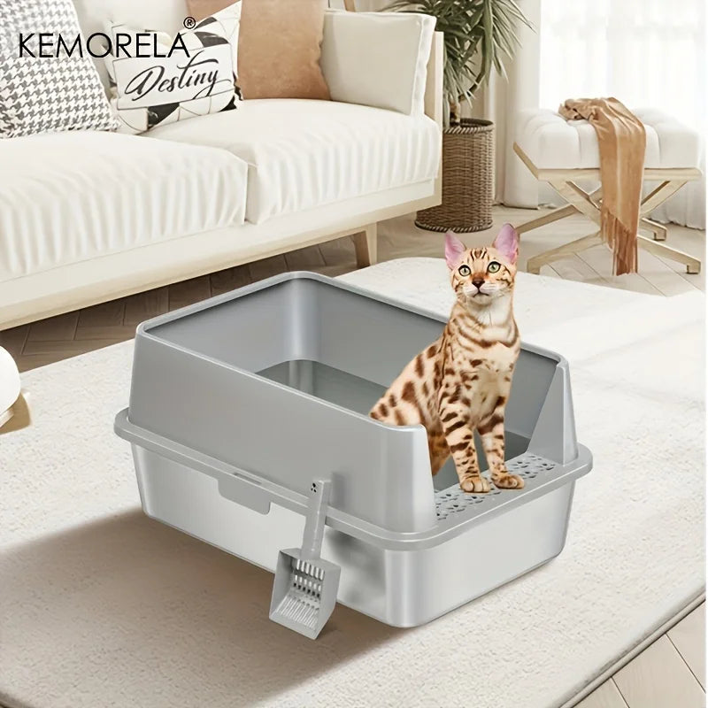 XL Stainless Steel Litter Box With Lid