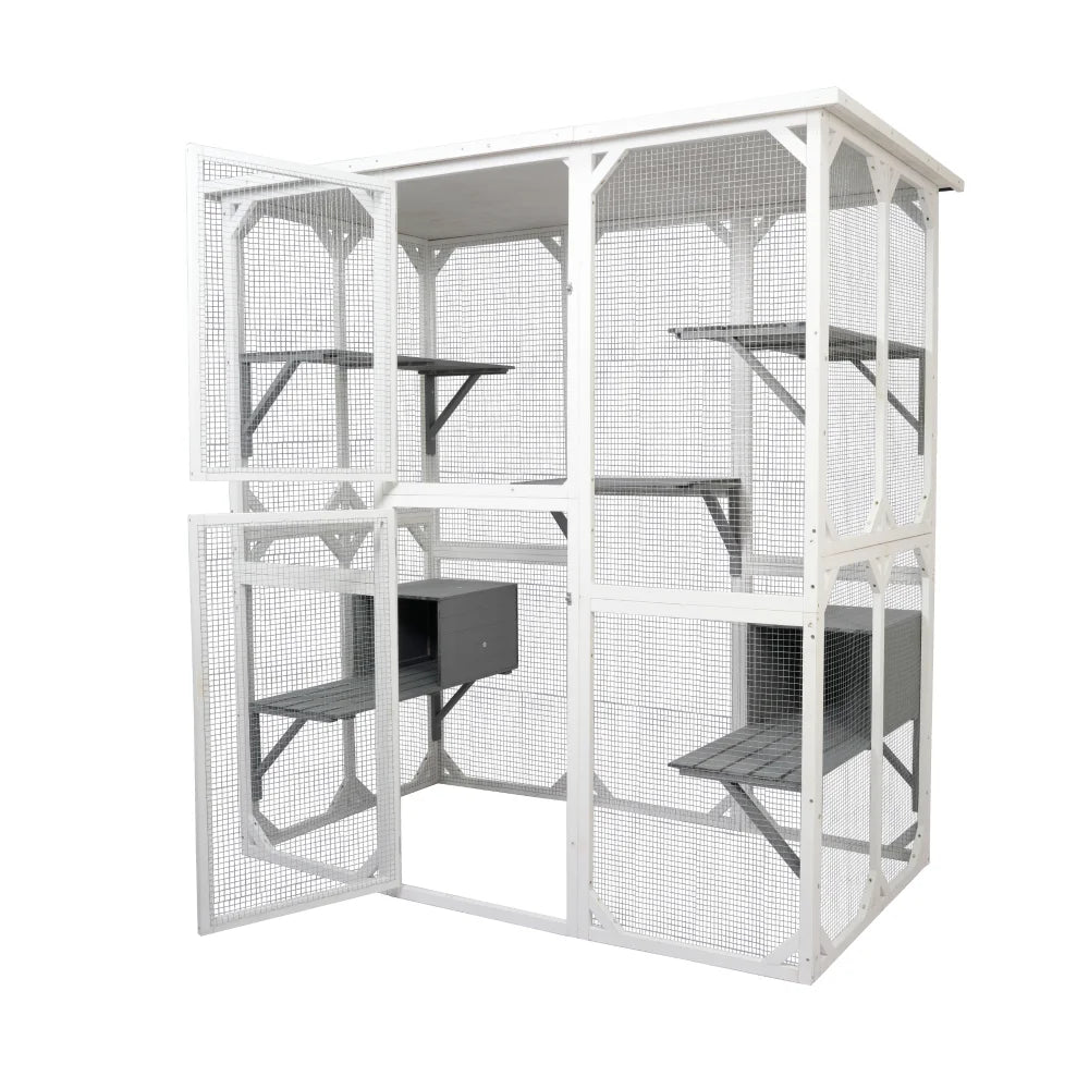 Pet Play Space Wooden White Medium