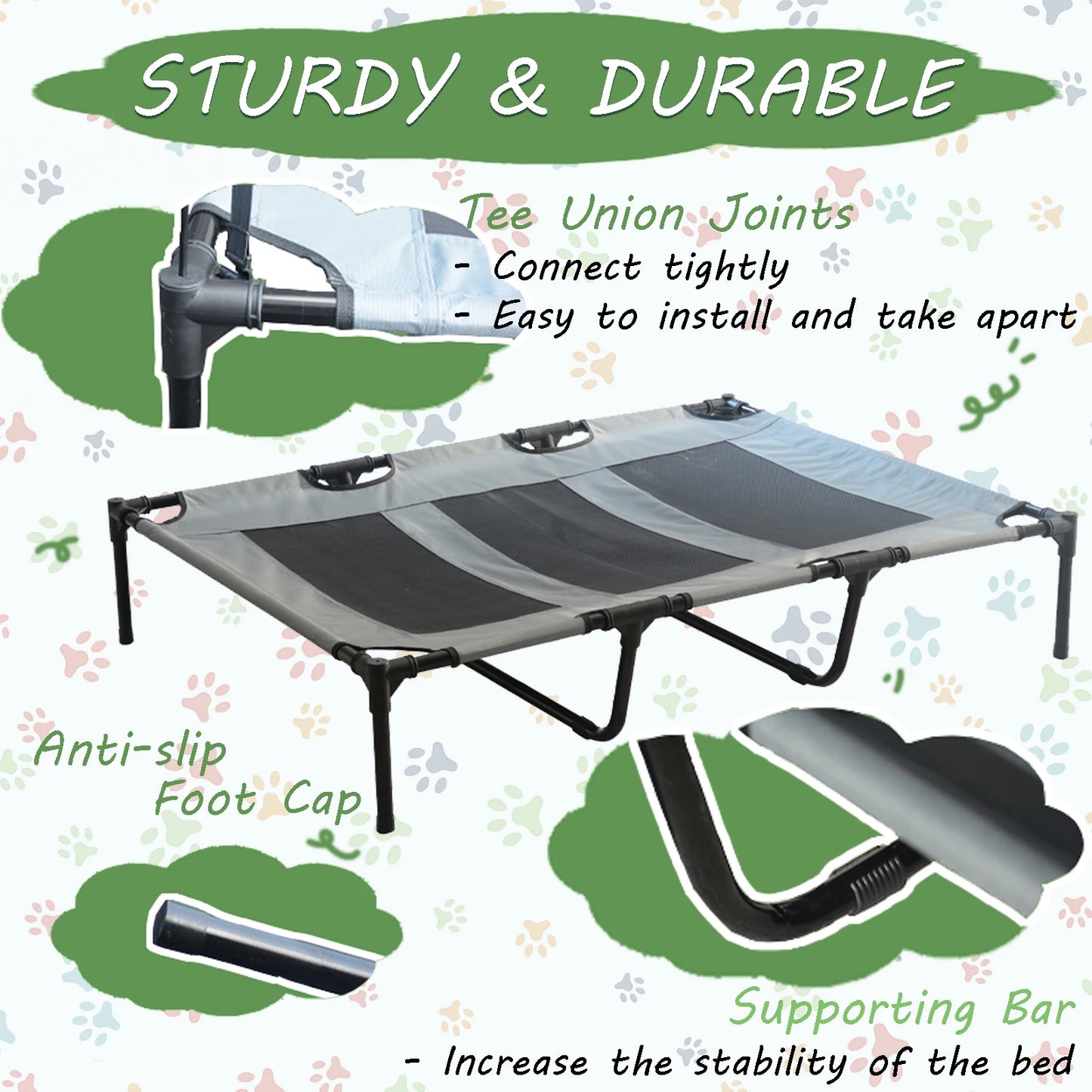 Elevated Dog Bed With Canopy Oxford Fabric
