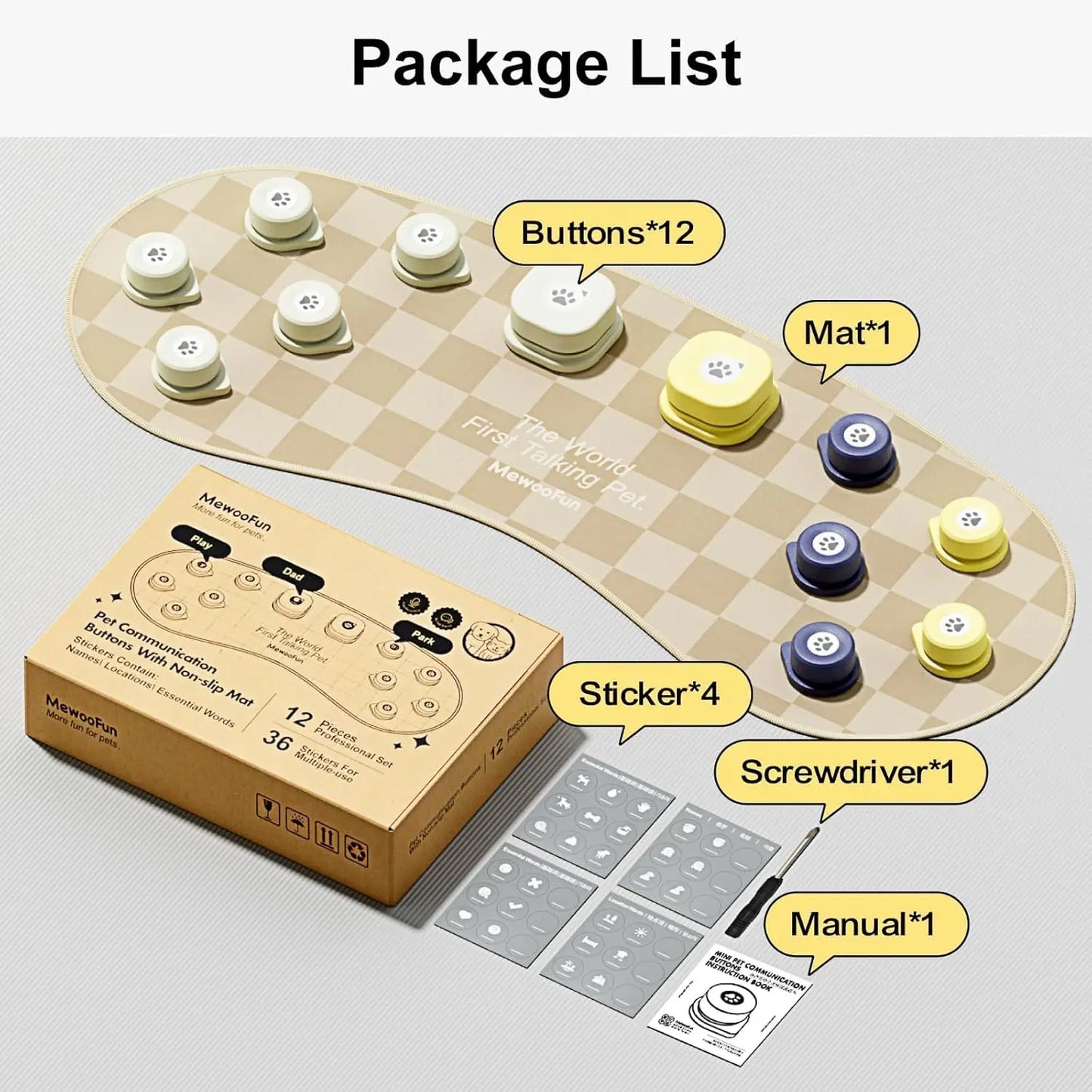 Mewoofun Dog Talking Button Set Mat Communication