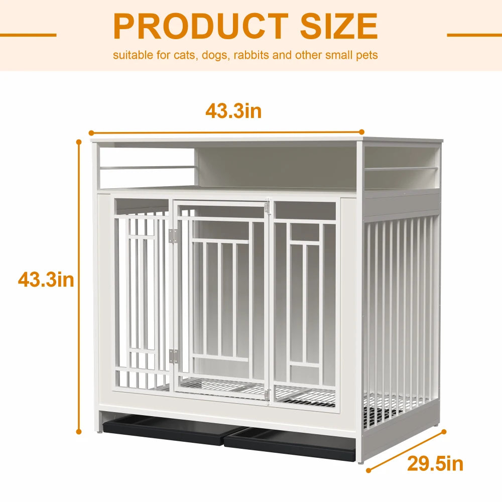 Wooden Double Door Dog Crate With Divider