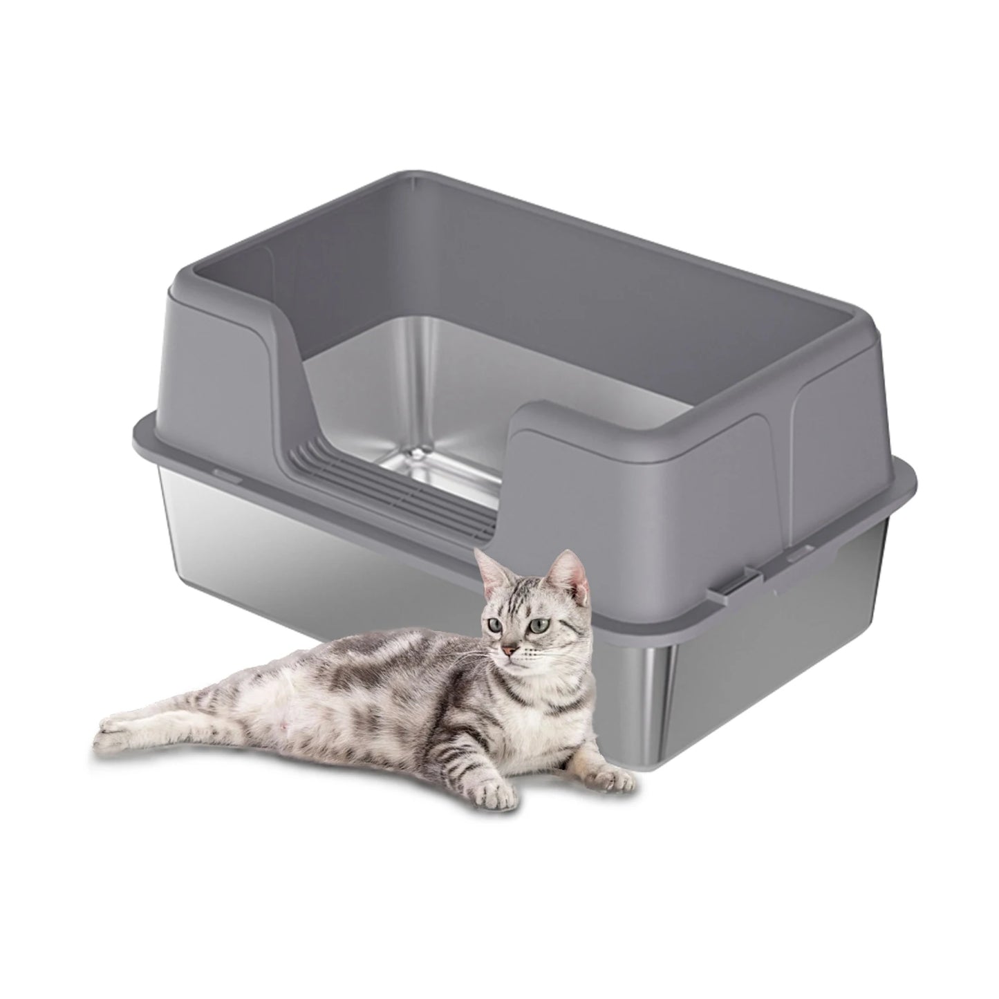 XL Stainless Steel Litter Box With Lid