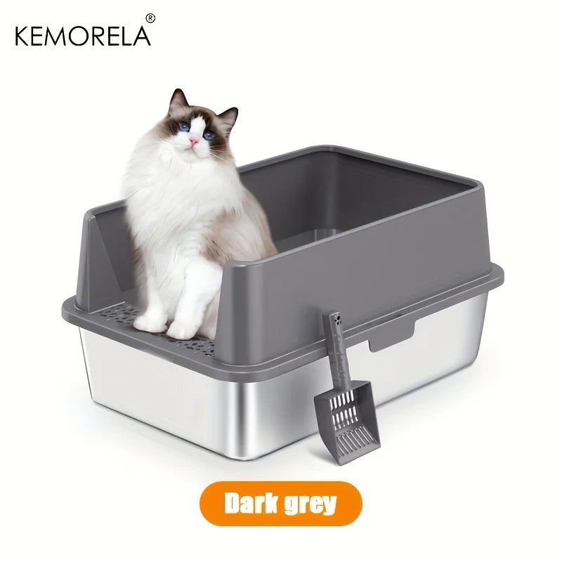 XL Stainless Steel Litter Box With Lid