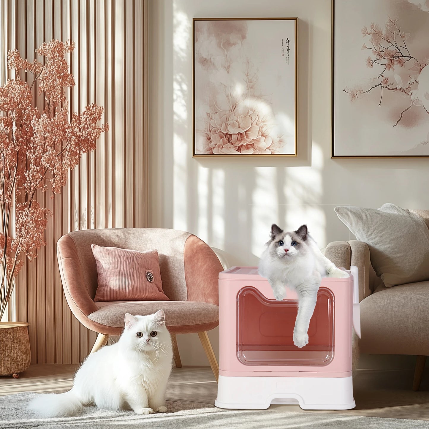 Flexible Litter Box With Portable Scoop Drawer