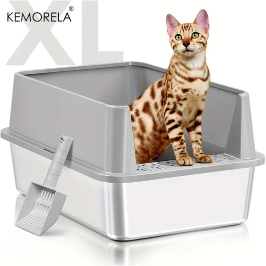 XL Stainless Steel Litter Box With Lid